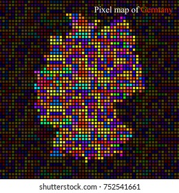 Abstract map of Germany, colorful pixels. Vector illustration. Eps 10