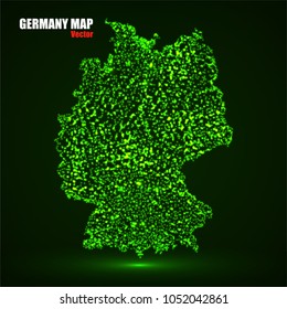 Abstract map of Germany with glowing particles, vector illustration eps 10
