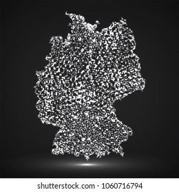 Abstract map of Germany with glowing particles, vector illustration eps 10