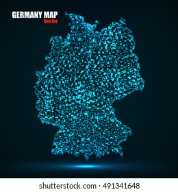Abstract map of Germany with glowing particles, vector illustration eps 10