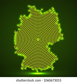 Abstract map Germany of glowing radial dots, halftone concept. Vector illustration, eps 10
