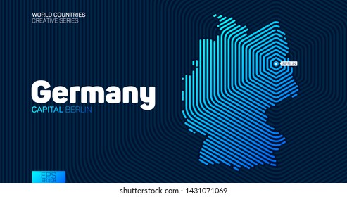 Abstract map of Germany with hexagon lines