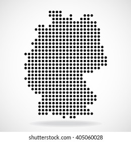 Abstract map of Germany from round dots, vector illustration