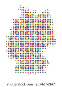 Abstract map of Germany showing the country with a pattern of colorful squares