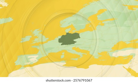 Abstract Map of Germany and Surrounding Regions with Circular Patterns. Vibrant Abstract Map.