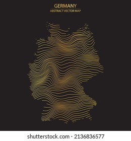 abstract map of Germany - vector illustartion of striped gold colored map