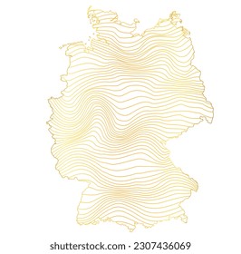 abstract map of Germany - vector illustration of striped gold colored map