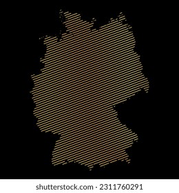 mapa abstracto de Alemania - ilustración vectorial de un mapa a rayas de color oro