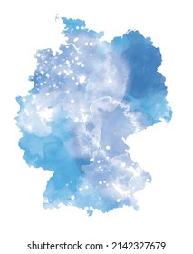 Abstract map of germany with watercolor elements.