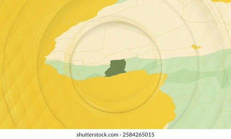 Abstract Map of Ghana and Surrounding Regions with Circular Patterns. Vibrant Abstract Map.