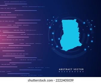 Abstract map of Ghana technology with hi-tech digital data connection system background circuit.