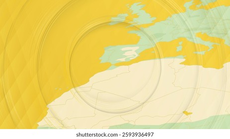 Abstract Map of Gibraltar and Surrounding Regions with Circular Patterns. Vibrant Abstract Map.