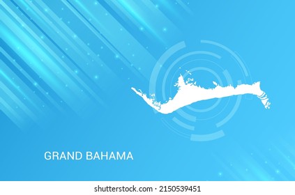 Abstract map of Grand Bahama circuit circle smooth light blue background.