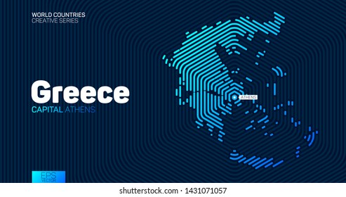 Abstract map of Greece with hexagon lines