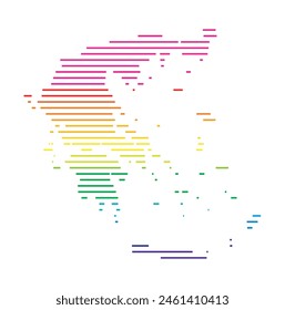 Mapa Abstractas de Grecia que muestra la zona del país con líneas paralelas Horizontales en colores arcoíris