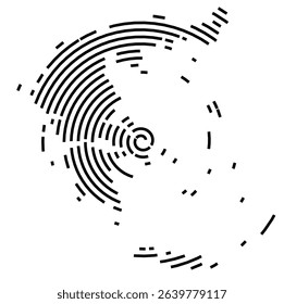 Abstract map of Greece showing the country with a black spiral line
