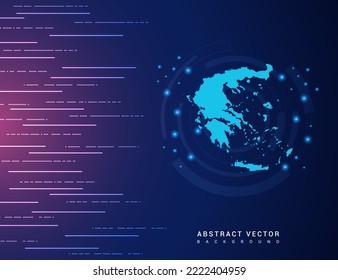 Abstract map of Greece technology with hi-tech digital data connection system background circuit.