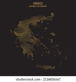 mapa abstracto de Grecia - iluminación vectorial de un mapa a rayas de color oro