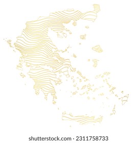 abstract map of Greece - vector illustration of striped gold colored map