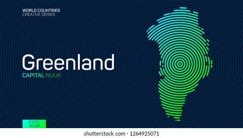 Abstract map of Greenland with circle lines