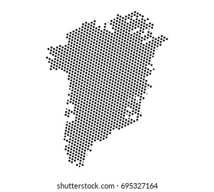 Abstract map of Greenland dots planet, lines, global world map halftone concept. Vector illustration eps 10.
