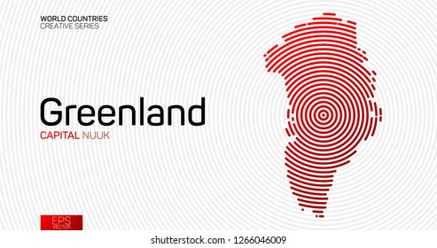 Abstract map of Greenland with red circle lines
