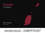 Abstract Map of Grenada in a Circle Spiral Pattern with a Capital of St. George's. Latin America Set.	