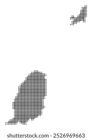 Mapa Abstractas de Granada que muestra el área del país con un patrón de círculos negros