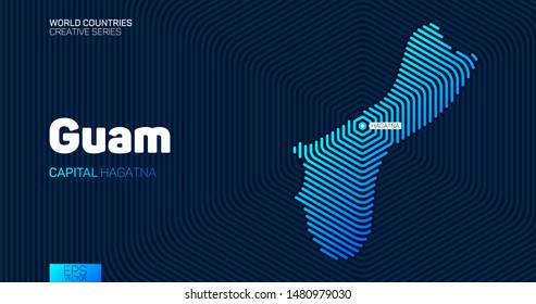 Abstract map of Guam with hexagon lines
