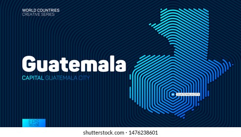 Abstract map of Guatemala with hexagon lines