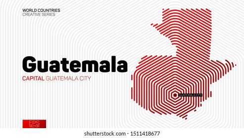 Abstract map of Guatemala with red hexagon lines