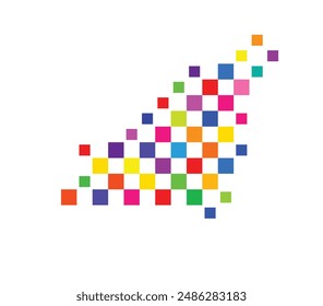 Abstract map of Guernsey with a pattern of colorful squares like a chess board