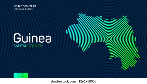 Abstract map of Guinea with circle lines
