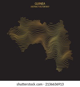 abstract map of Guinea - vector illustartion of striped gold colored map