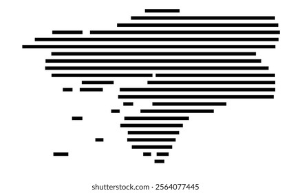 Abstract map of Guinea-Bissau showing the country with horizontal black lines