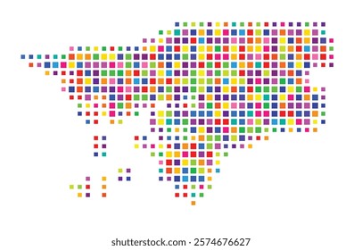 Abstract map of Guinea-Bissau showing the country with a pattern of colorful squares