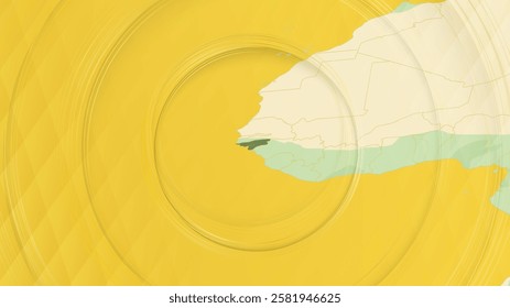 Abstract Map of Guinea-Bissau and Surrounding Regions with Circular Patterns. Vibrant Abstract Map.