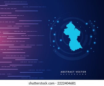 Abstract map of Guyana technology with hi-tech digital data connection system background circuit.
