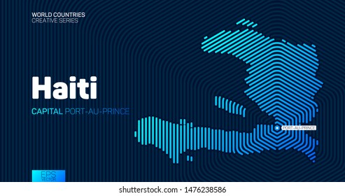 Abstract map of Haiti with hexagon lines