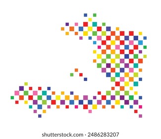 Mapa Abstractas de Haití con un patrón de cuadros coloridos como un tablero de ajedrez