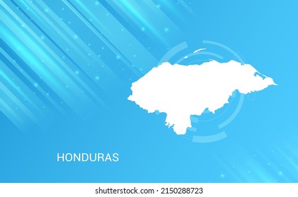 Abstract map of Honduras circuit circle smooth light blue background.