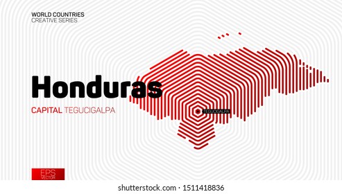 Abstract map of Honduras with red hexagon lines