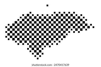 Abstract map of Honduras showing the country with a pattern of black and white squares like a chessboard