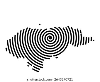 Abstract map of Honduras showing the country with a black spiral line