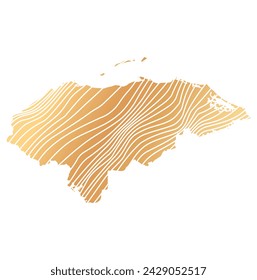 abstract map of Honduras - vector illustration of striped gold colored map