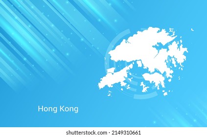 Abstract map of Hong Kong circuit circle smooth light blue background.