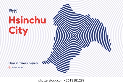 Abstract Map of Hsinchu County in a Circular Spiral Pattern. Taiwan administrative division set