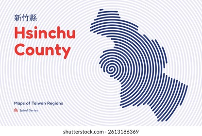 Abstract Map of Hsinchu County in a Circular Spiral Pattern. Taiwan regions map