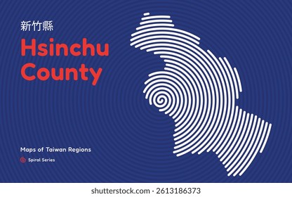 Abstract Map of Hsinchu County in a Circular Spiral Pattern. Taiwan regions map