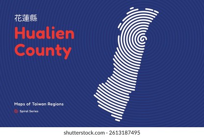 Abstract Map of Hualien County in a Circular Spiral Pattern. Taiwan regions map